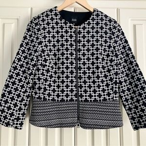 Saks‎ Fifth Avenue Black Label Geometric Zip Up Jacket Size 4